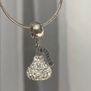 Hershey Kiss Stainless Steel Swarovski  crystal Sterling Silver Chain